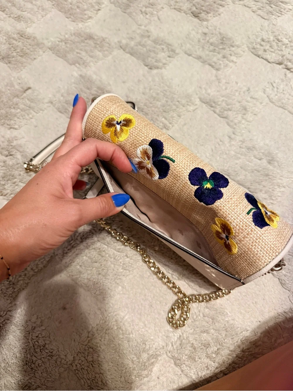 kate spade Cream Crossbody with Navy and Yellow Floral Details